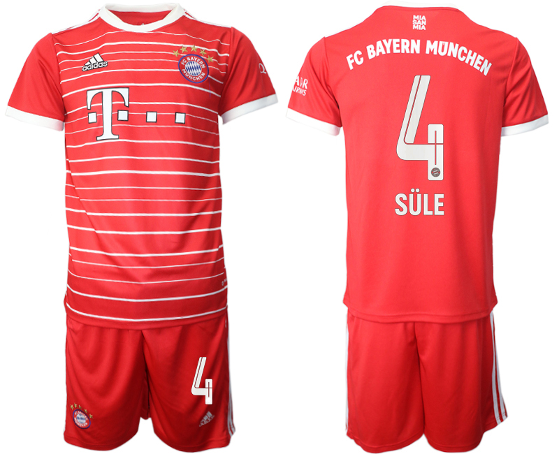 Men 2022-2023 Club Bayern Munich home Red #4 Adidas Soccer Jersey->customized soccer jersey->Custom Jersey